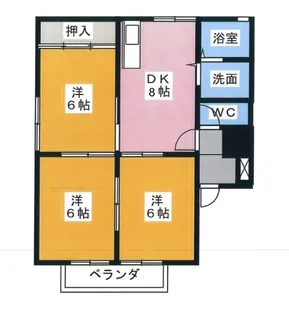 ハイツ花菱II A【2階】の間取り