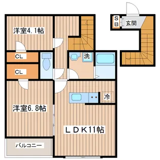 レジデンスシーマII【2階】の間取り
