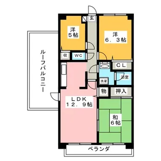 南山第3スカイハイツ【5階】の間取り