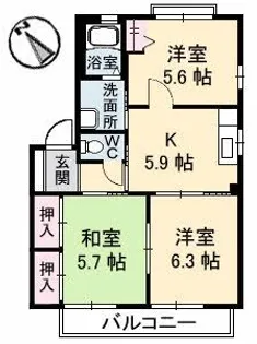 レーヴィンスKASEN 倫【2階】の間取り