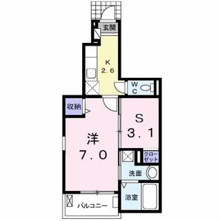テ・ルサーマC【1階】の間取り