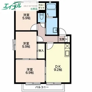 ボヌール泰山 B【2階】の間取り