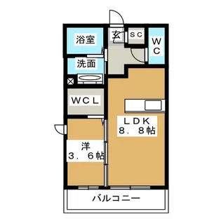 サンセール若里【3階】の間取り
