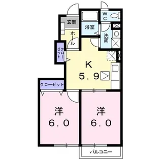 グレイスフルヴィラE【1階】の間取り