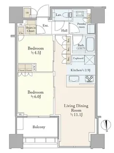 白金ザ・スカイ東棟【27階】の間取り