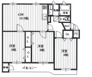 獅子ヶ谷ハイツC棟【4階】の間取り