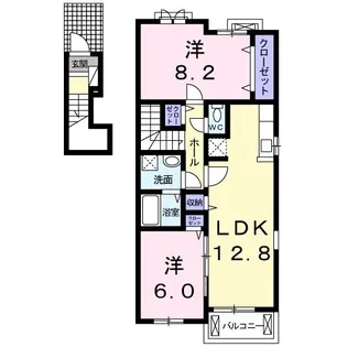 プシケ・社護寺 B【2階】の間取り