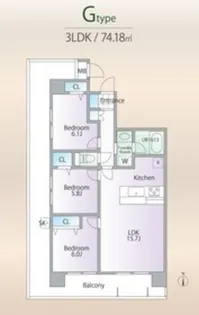 ロイヤルパークス新田【6階】の間取り