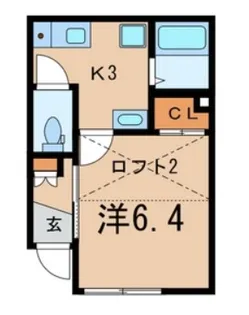 コーポワンエイトB【1階】の間取り