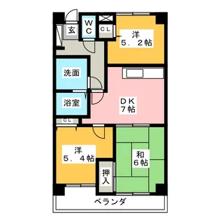 マンション城土【5階】の間取り