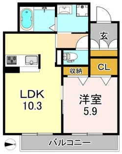 ブルーメ平野西【1階】の間取り