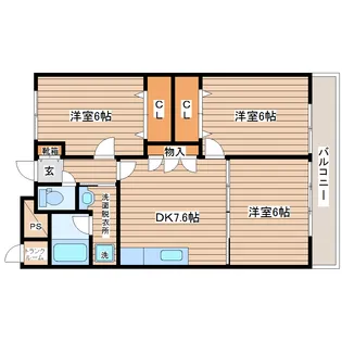 クレージュ新田東【3階】の間取り