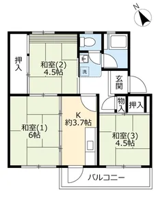 UR中登美第三【3階】の間取り