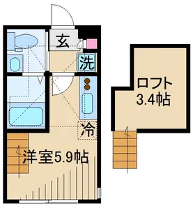 ハーミットクラブハウス日吉K【2階】の間取り