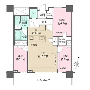 URAWA THE TOWER【17階】の間取り