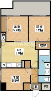 エヴァーグリーン思案橋【13階】の間取り