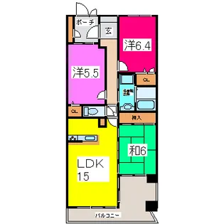 ムライチマンション劇場東【2階】の間取り