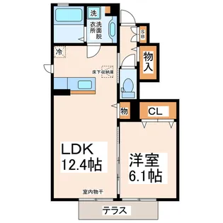 黒髪サンハイツIII A・B【1階】の間取り