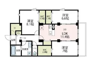 メゾン・ド・コリーヌ【3階】の間取り