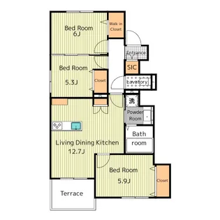 Maison du fleuve【1階】の間取り