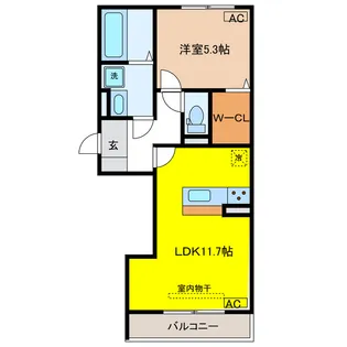 岐阜県羽島郡岐南町下印食1【アパート】の間取り