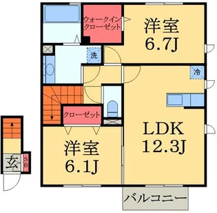 オリオンクレストB【2階】の間取り