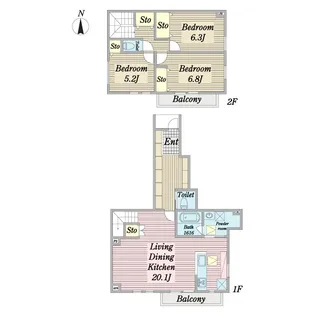 神奈川県相模原市南区上鶴間4【一戸建】の間取り