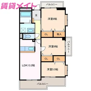 Land Mark 玉垣【7階】の間取り