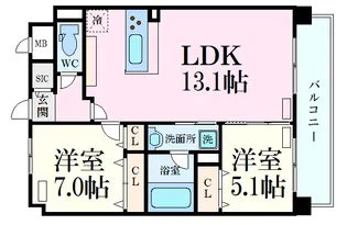 Sun Crest大安寺【4階】の間取り