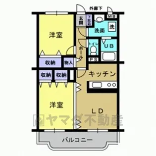 グランディール陽東【3階】の間取り