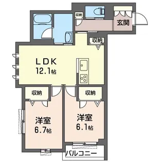 ヴァン・エ・ルミエール【1階】の間取り