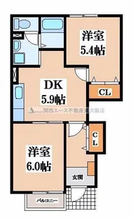 ヴィラカルフールII【1階】の間取り