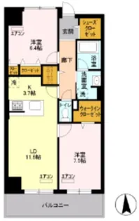ロイヤルパークスシーサー【5階】の間取り