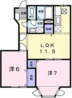 ヴィラモンターニュB【1階】の間取り