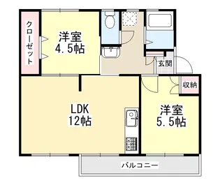 中登美第二団地 B棟【3階】の間取り