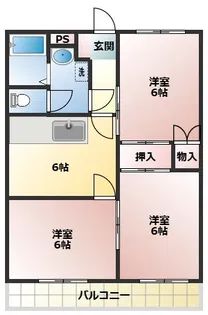 スリーベルハイツ B棟【1階】の間取り