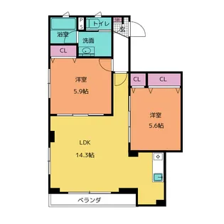 ラ・ベルヴィ【1階】の間取り