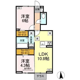 福島県郡山市鳴神3【アパート】の間取り