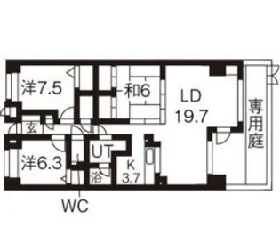 ネオグランデ八幡ウエストヒルズ【1階】の間取り