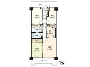 リーベスト八乙女【5階】の間取り