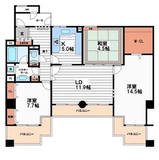エクスコート高津【5階】の間取り
