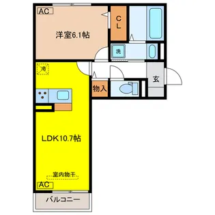 岐阜県羽島郡岐南町下印食1【アパート】の間取り
