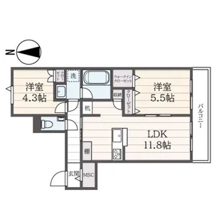 東京都練馬区高野台2【マンション】の間取り