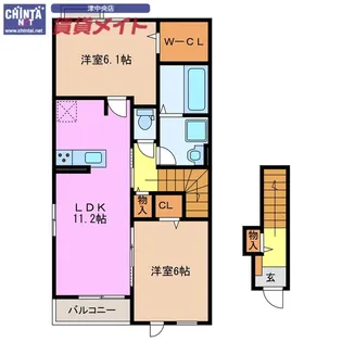ラフィネ一身田 A【2階】の間取り