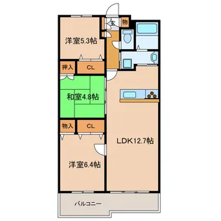 ロイヤルクレスト上島【5階】の間取り