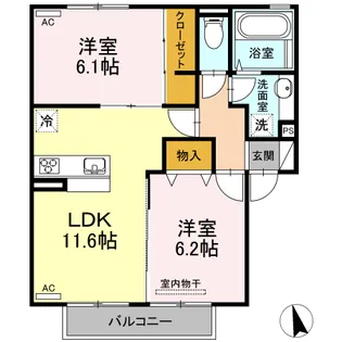 プラウド上田島 A棟【2階】の間取り