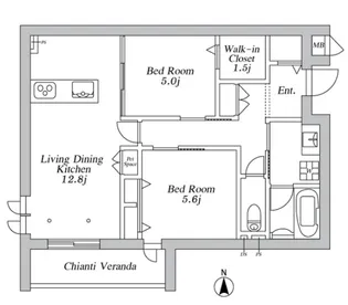 ザ カリフォルニアレジデンス【3階】の間取り