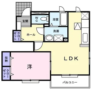 メゾンコリーヌ ウナセナ B棟【1階】の間取り