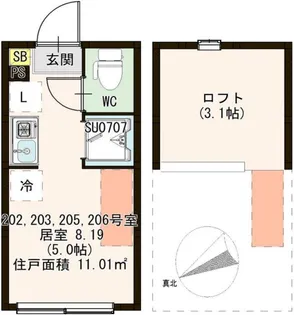 トレフェリクス新小岩【2階】の間取り