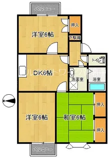 ヌーベルシティ鳥屋野 C棟【1階】の間取り